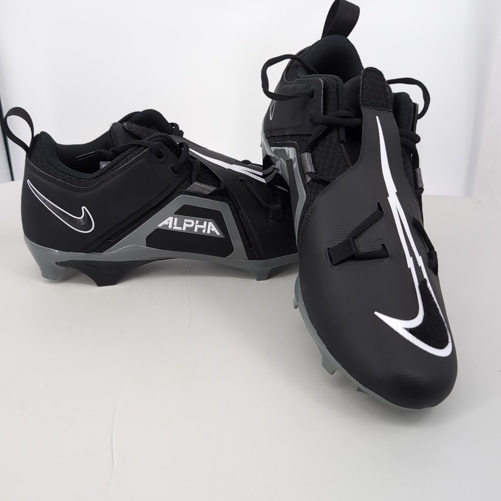 Nike Alpha Menace 4 Pro Football Cleats Black Grey White FB6834-001 Mens 15